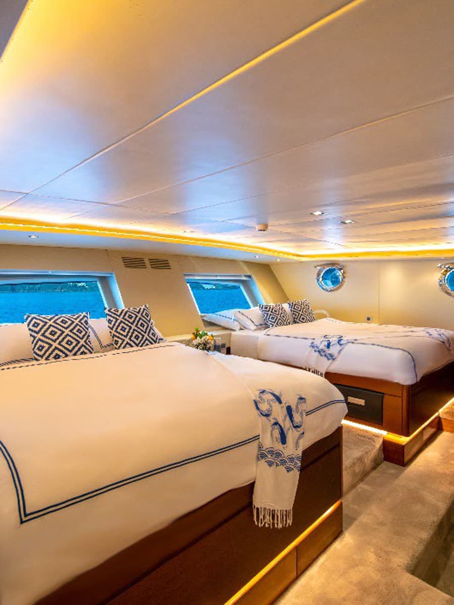 A guest suite in warm timber