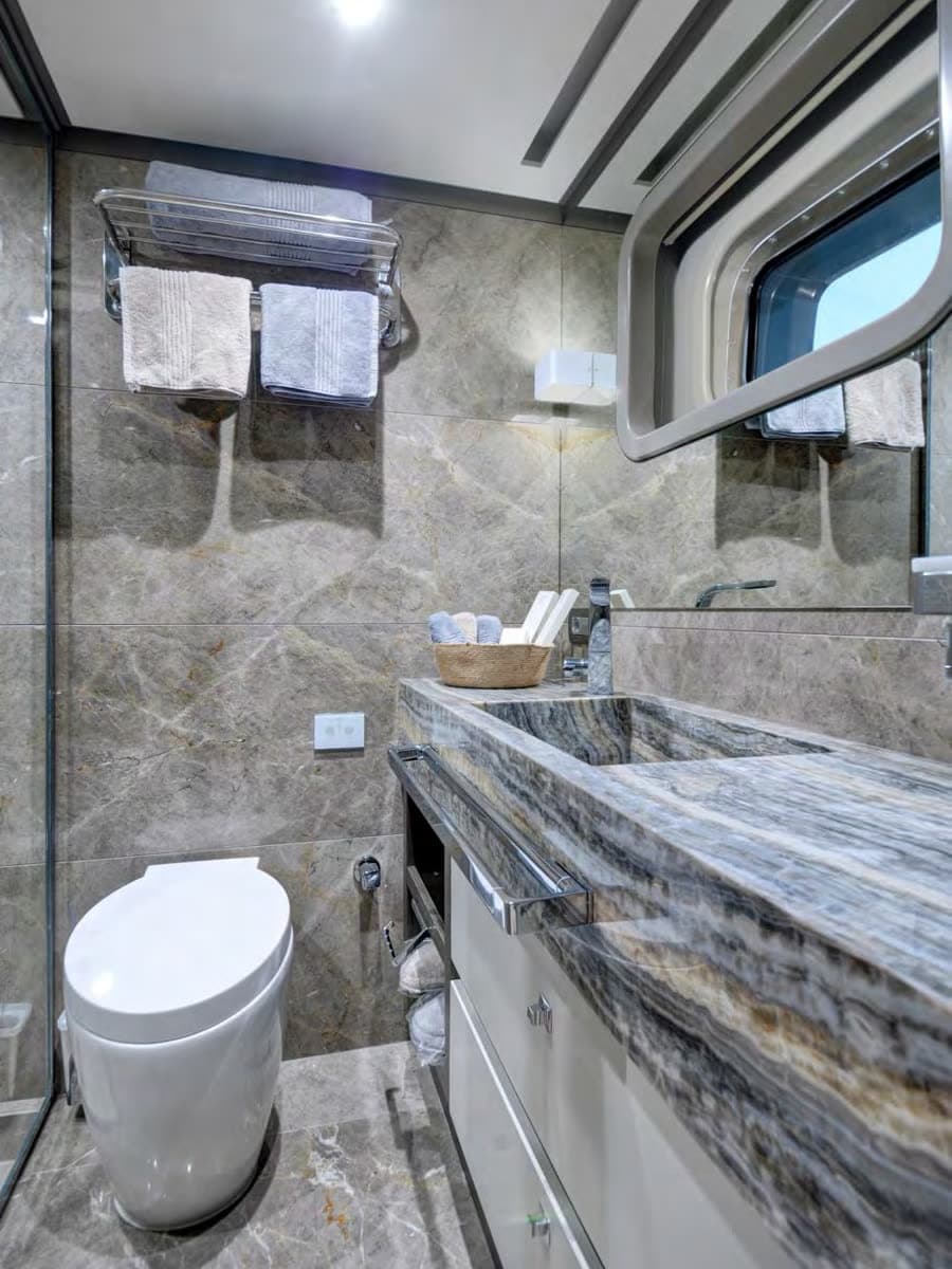 A marble guest bath