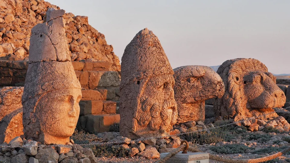 The giant stone heads of Mount Nemrut at sunrise