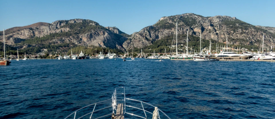 Yachts moored among the pine-fringed islands of D-Marin Göcek