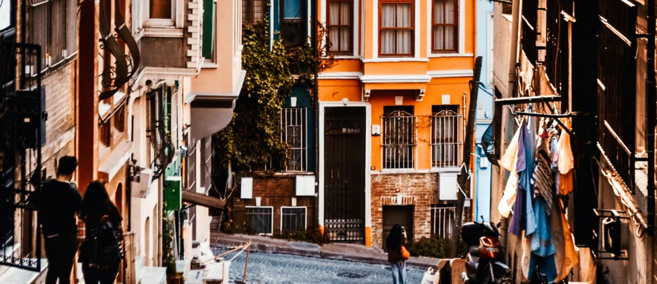 Colorful historic houses on Kiremit Street in Istanbul's Balat district