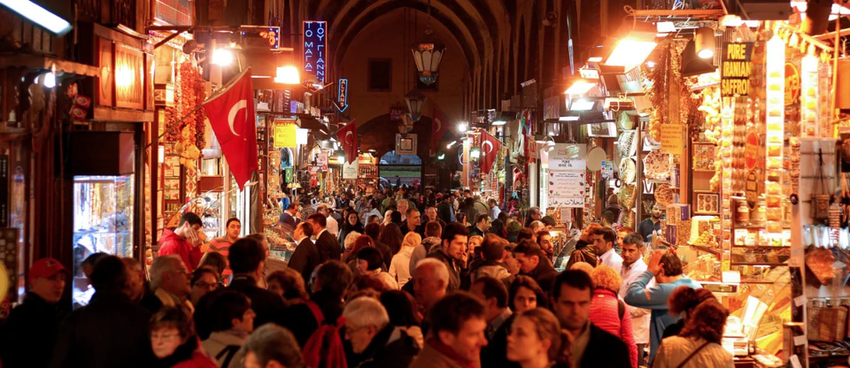 The domed rooftops and arcaded lanes of Istanbul's Grand Bazaar