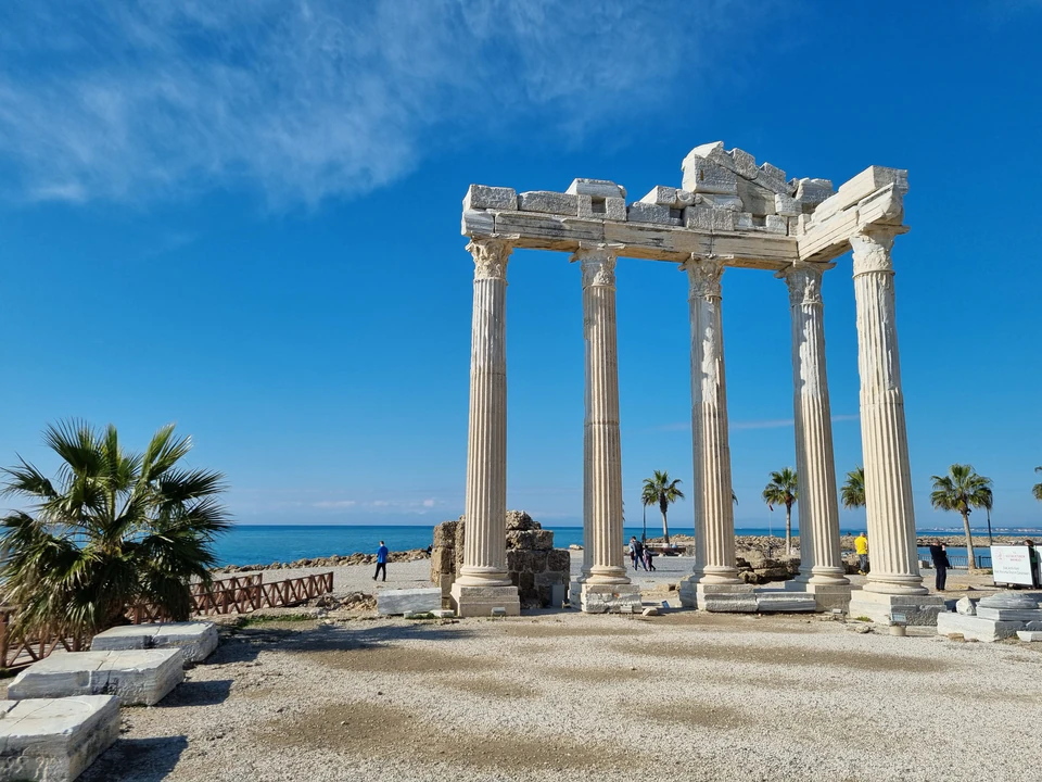 The Temple of Apollo at Side, columns against the sea