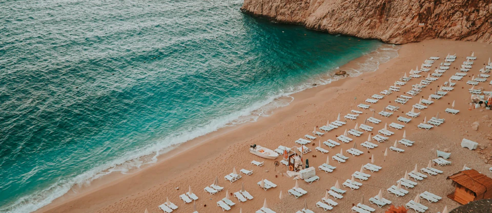 Sunbathing decks at a chic Kalkan beach club