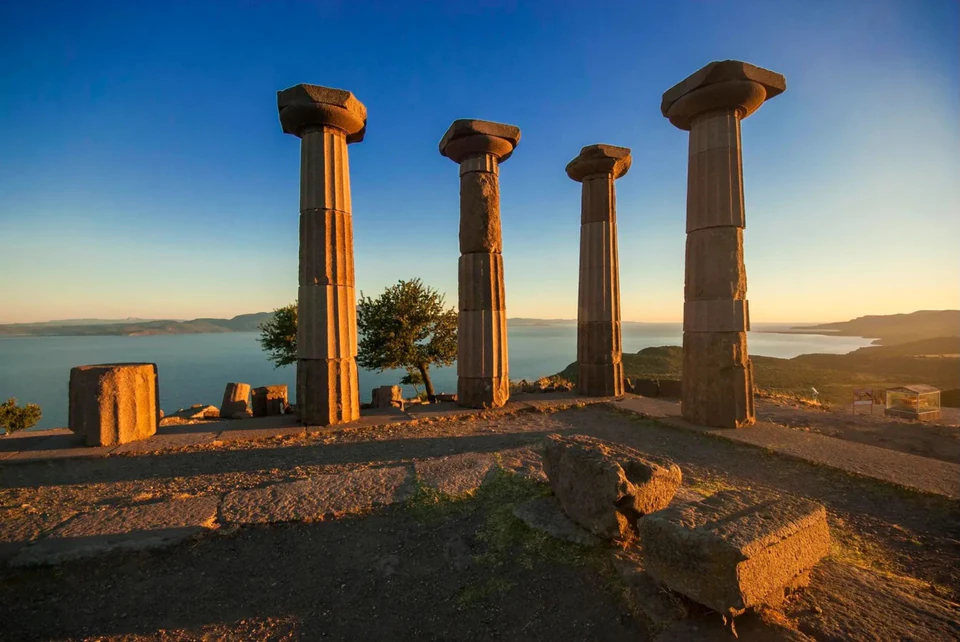 The Temple of Athena at Assos at golden hour